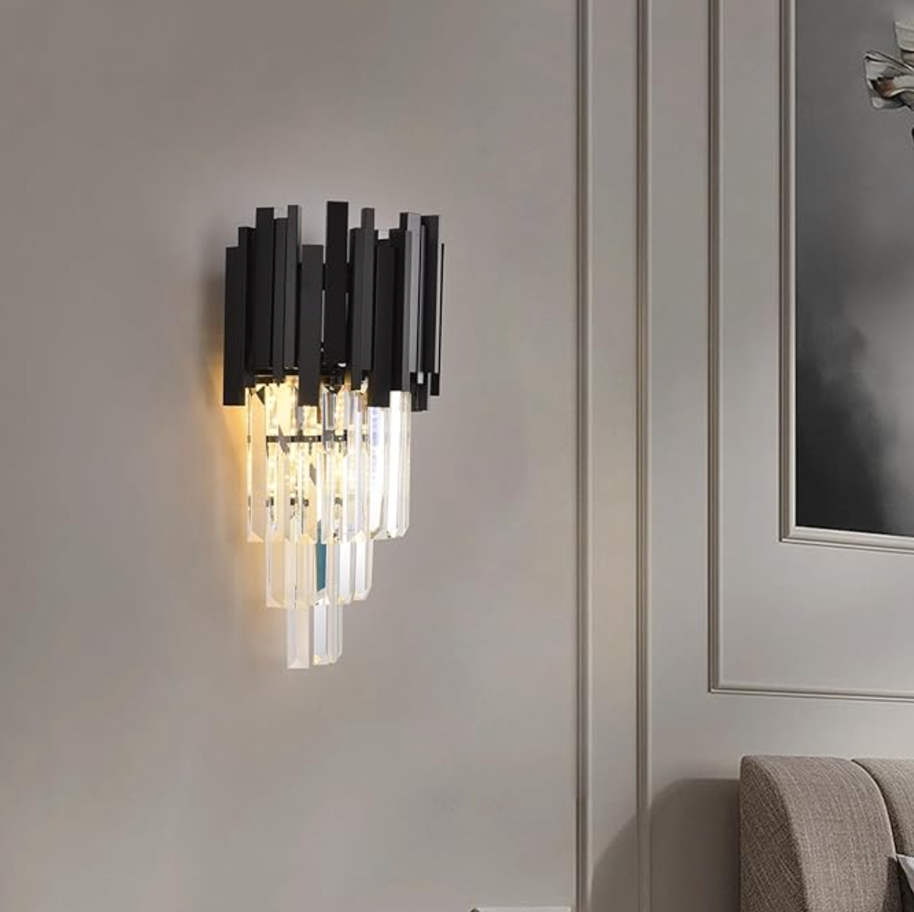 Black Crystal Wall Light