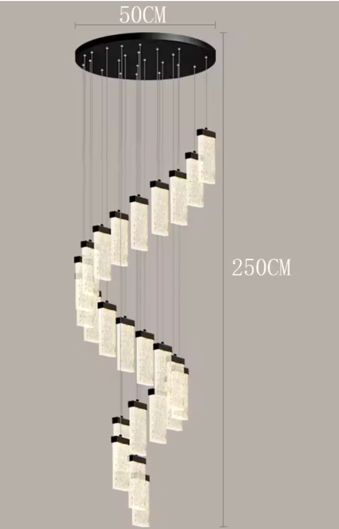 Black Luxury Ice Crystal Staircase Chandelier