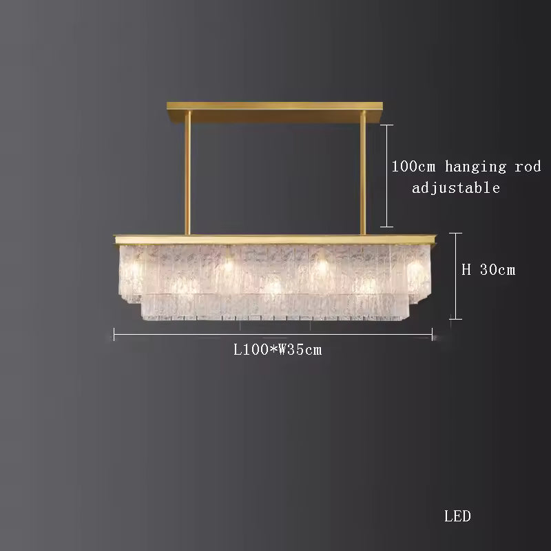Cloudy Rectangular Glass Chandelier