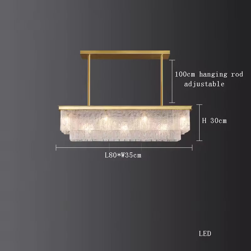 Cloudy Rectangular Glass Chandelier