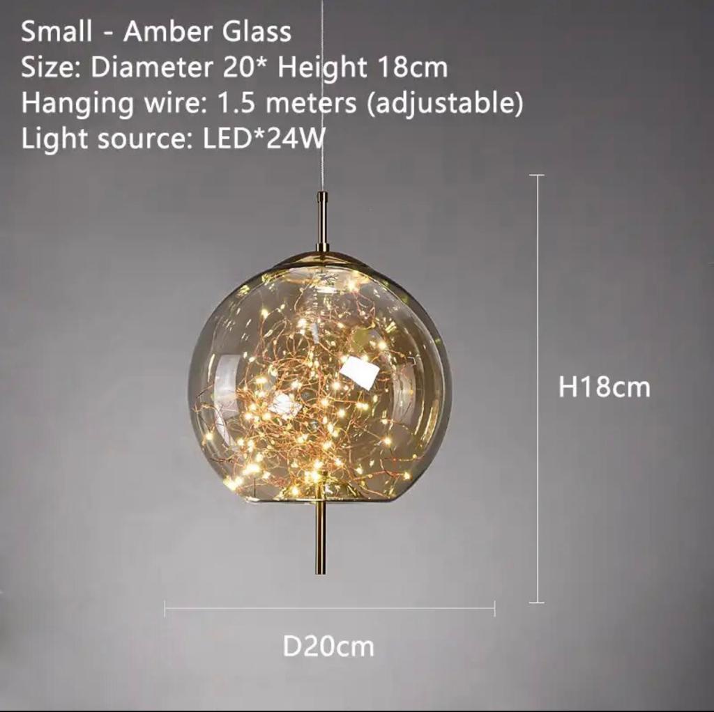 Sparkling Amber Smokey Grey Pendant Light