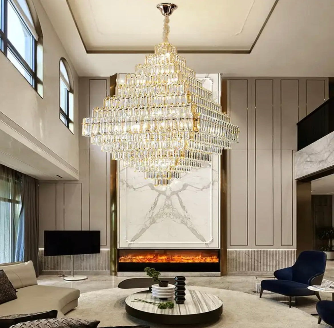 Square Pyramid Crystal Chandelier