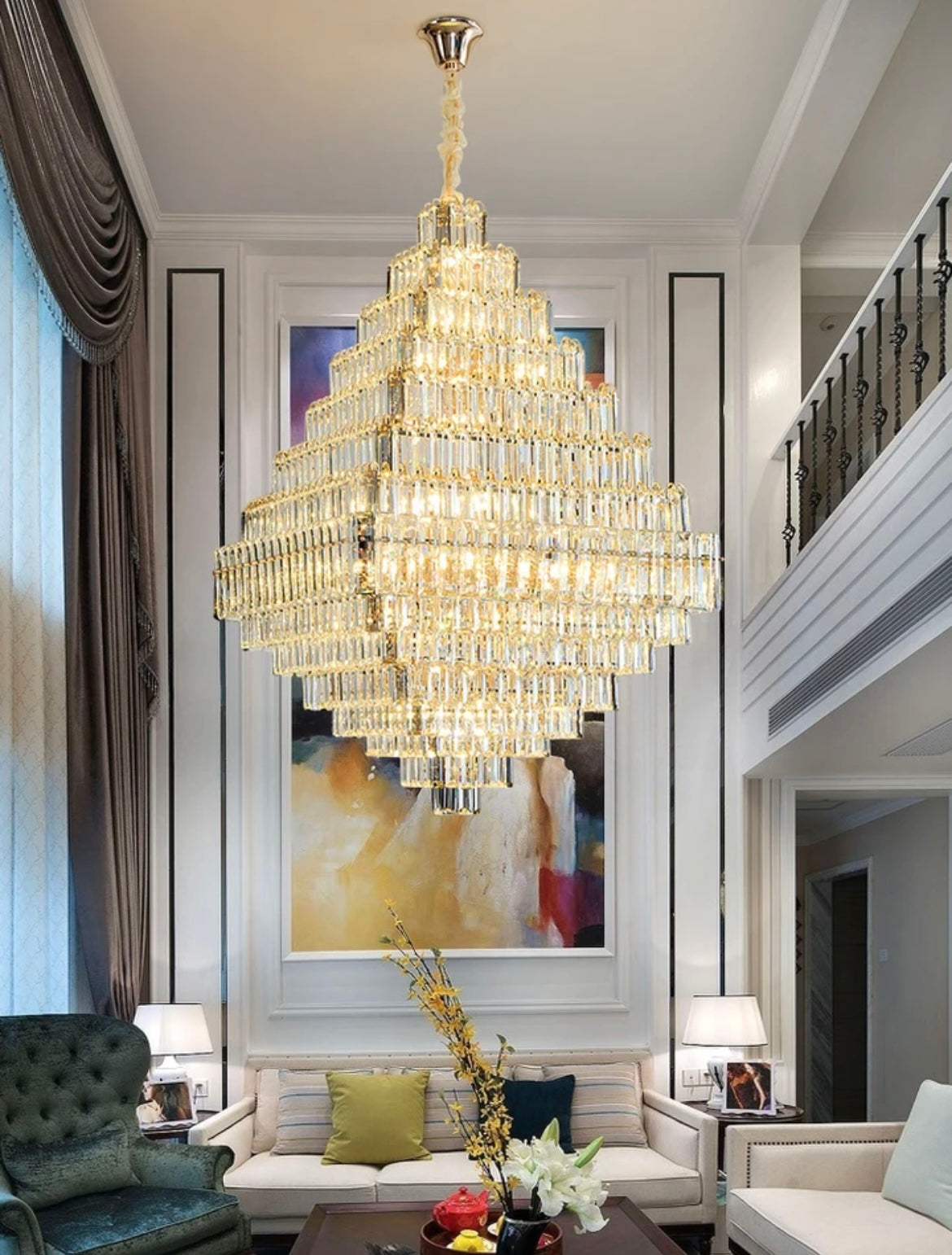 Square Pyramid Crystal Chandelier light