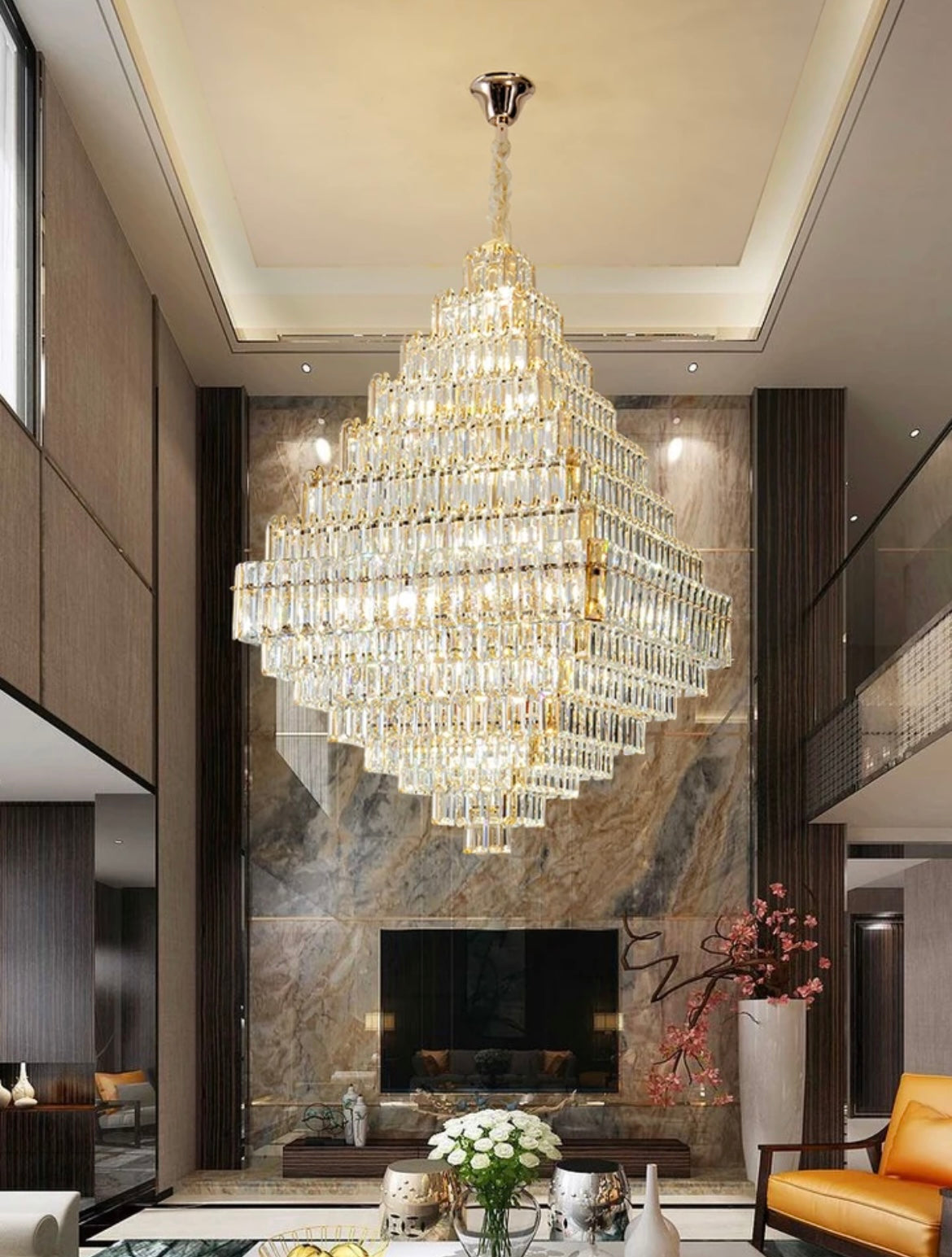 Square Pyramid Crystal Chandelier lighting
