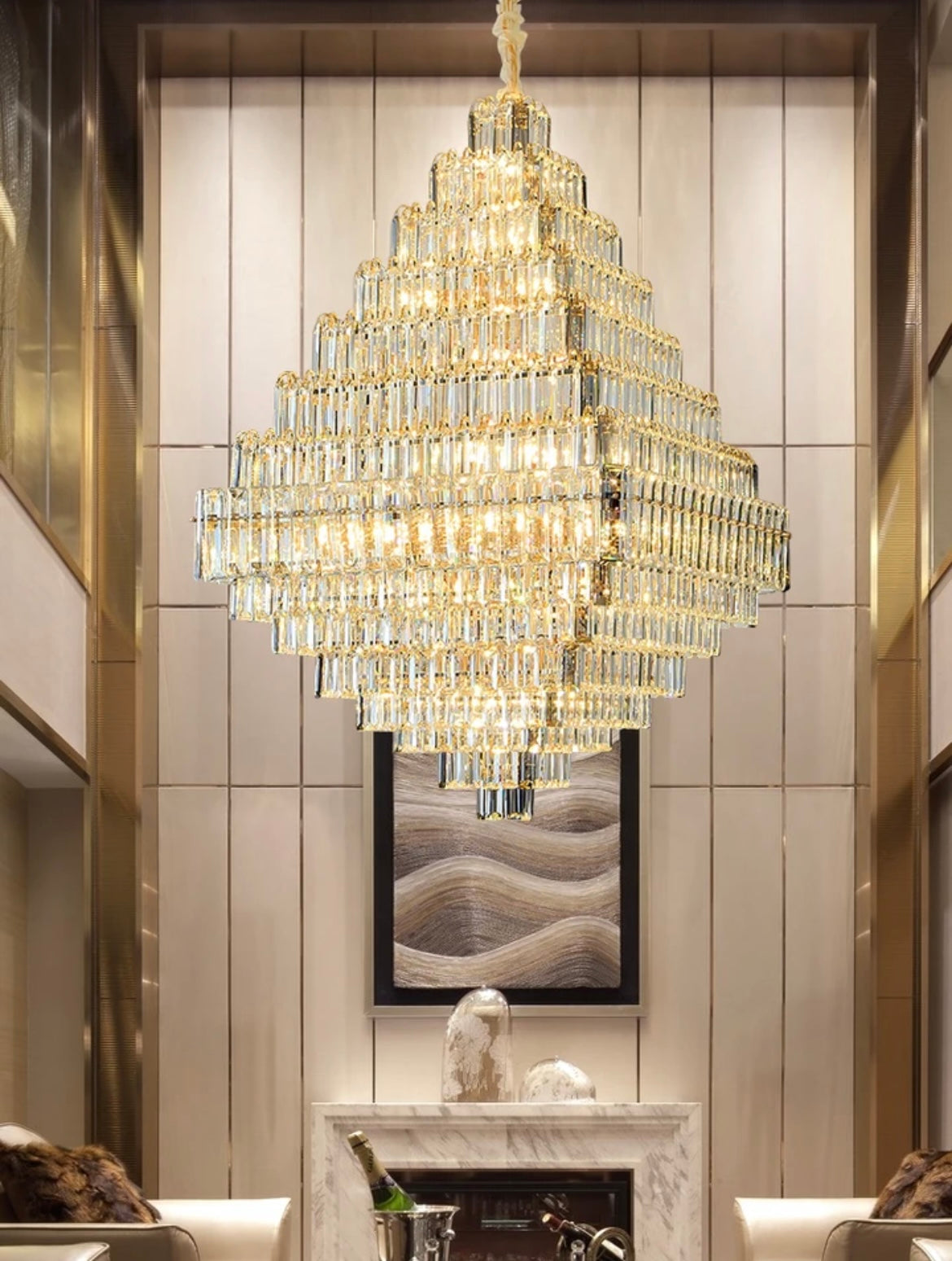 Square Pyramid Crystal Chandelier lights