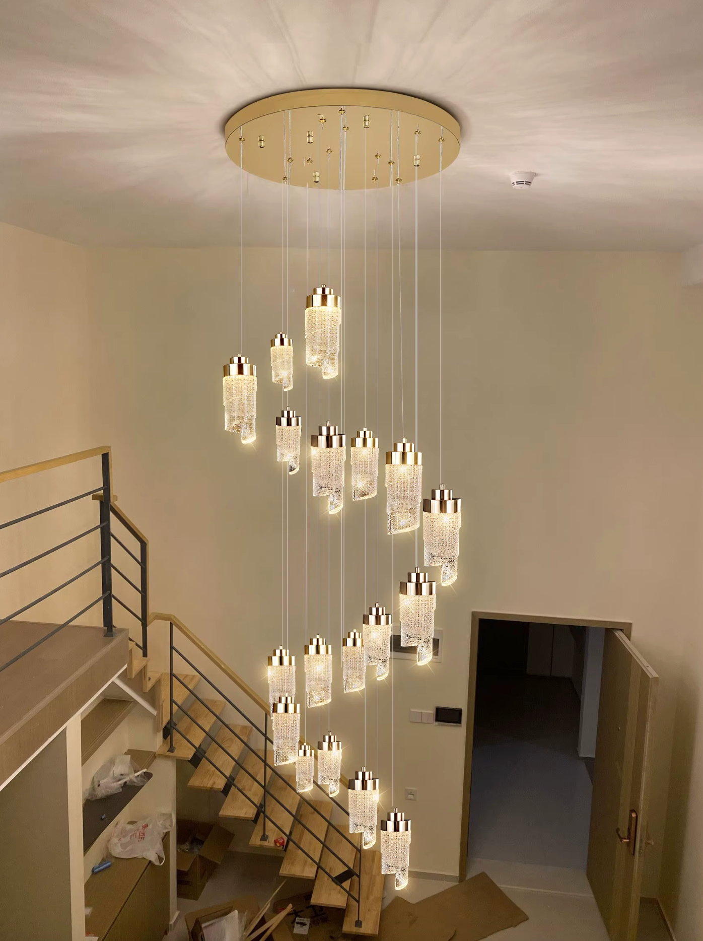 Gold Glass Pendant Staircase