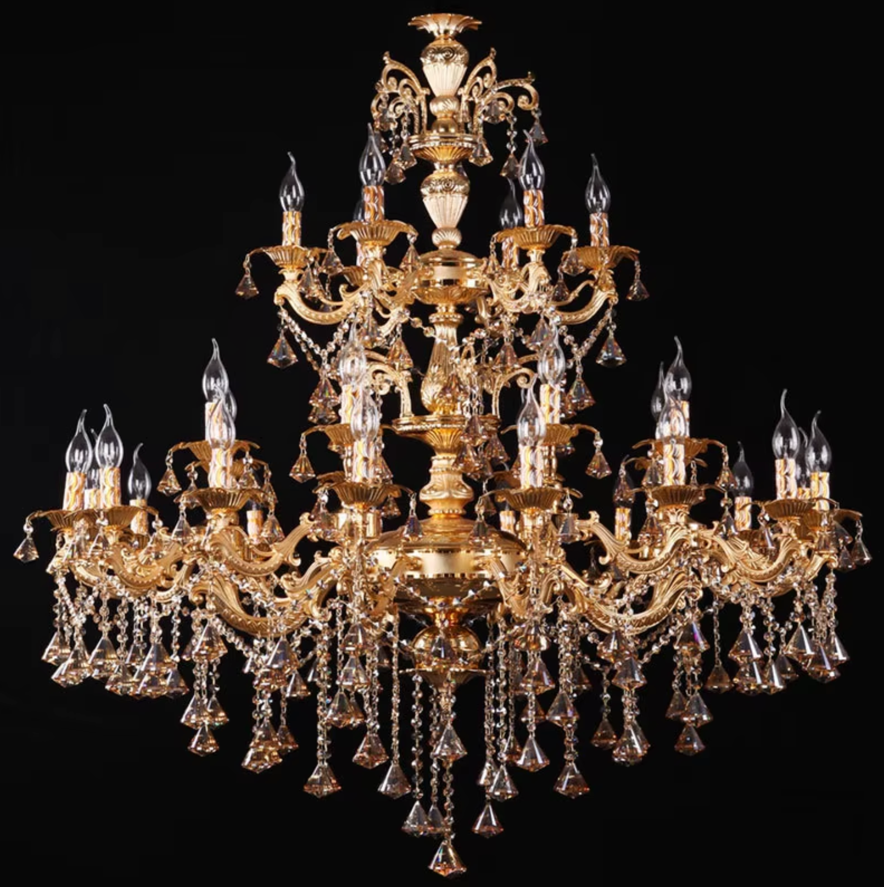 Italian amber chandelier with crystals