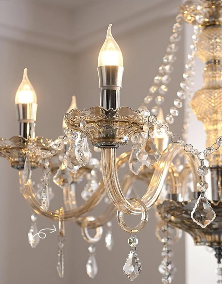 Italian antique silver chandelier with beads