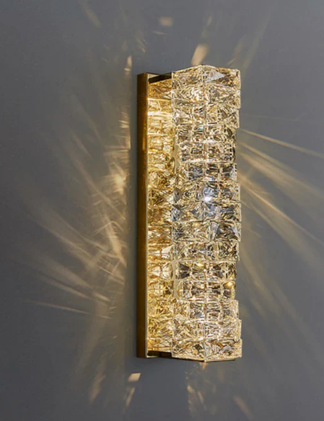 Gold bedroom crystal wall lights