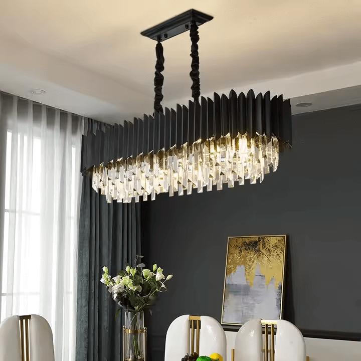 Gold/Silver Luxury Crystal Rectangular Chandelier