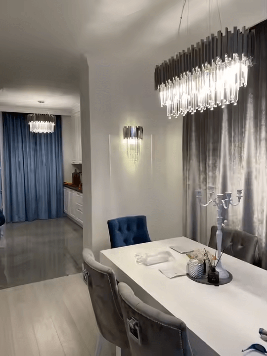 Gold/Silver Luxury Crystal Rectangular Chandelier