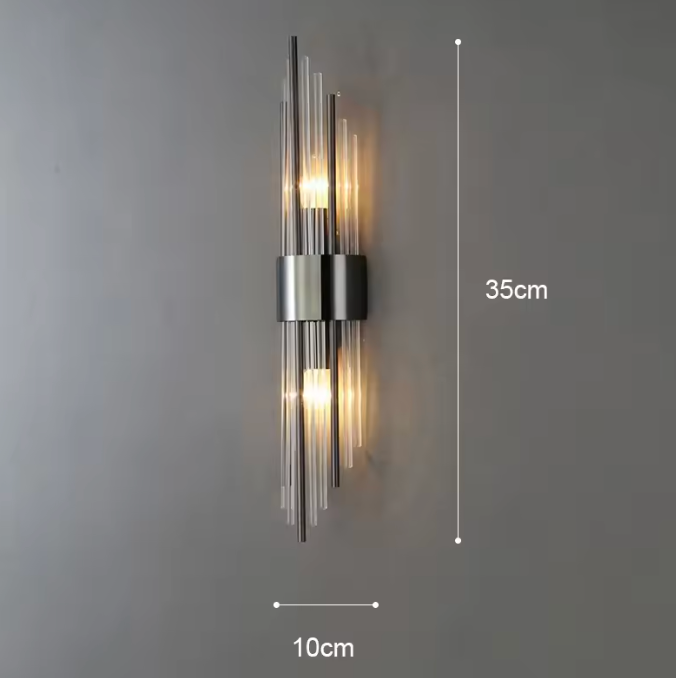 wall light black and glass 35cm by 10cm
