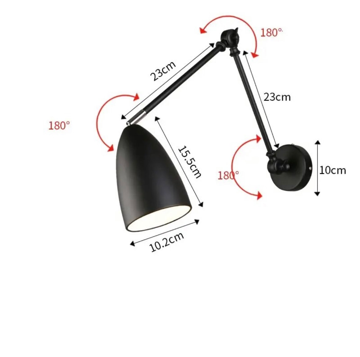 black Industrial Retro Extendable Wall Lights