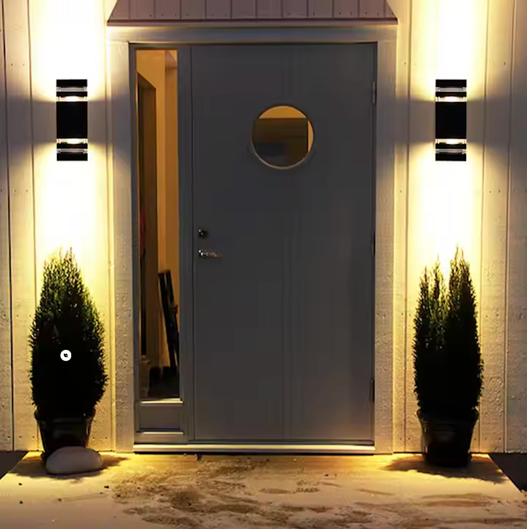 black metal double outdoor wall lights