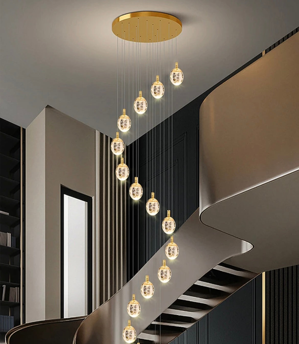 crystal bubble Staircase Chandelier