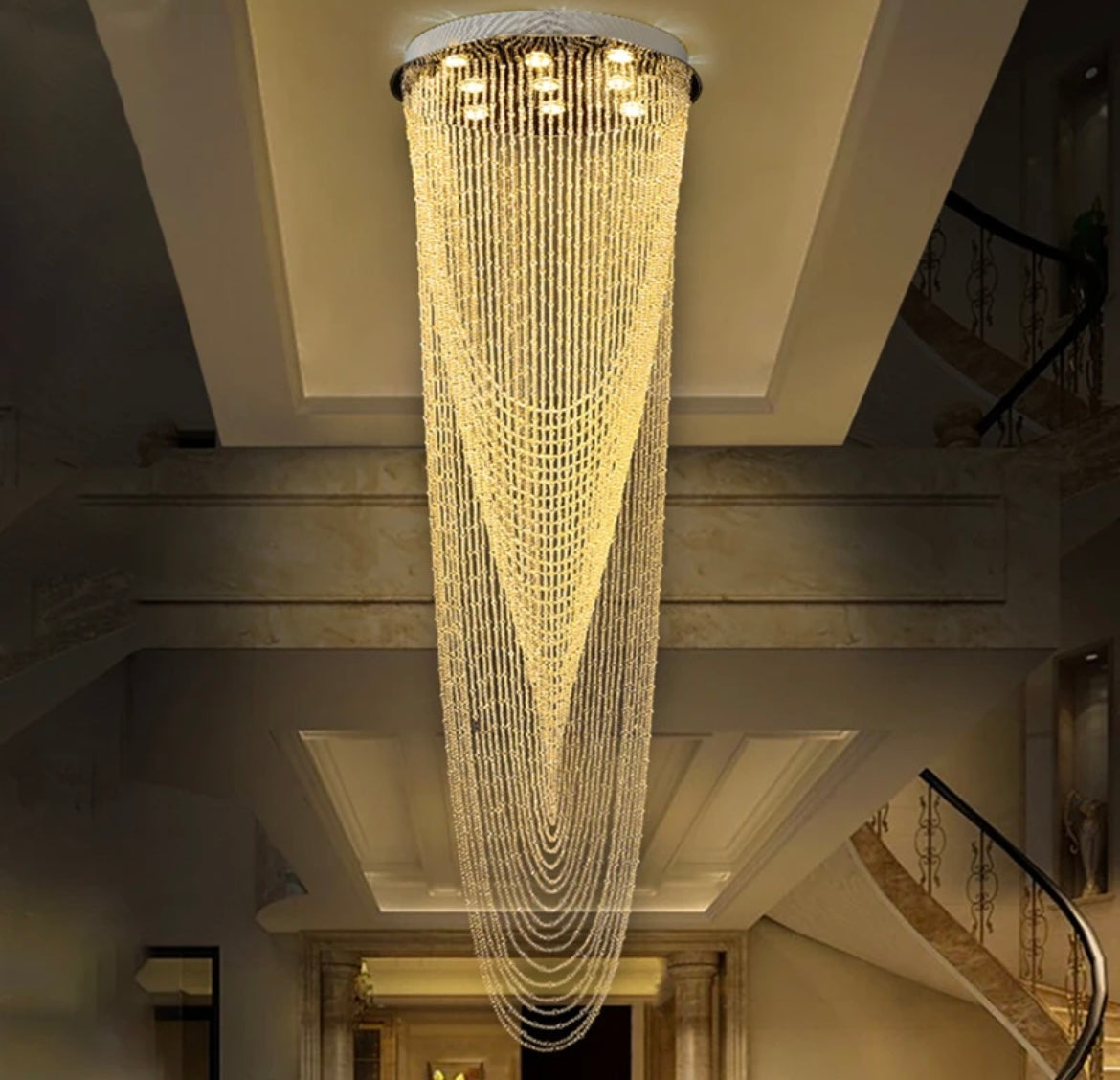 grand crystal staircase chandelier