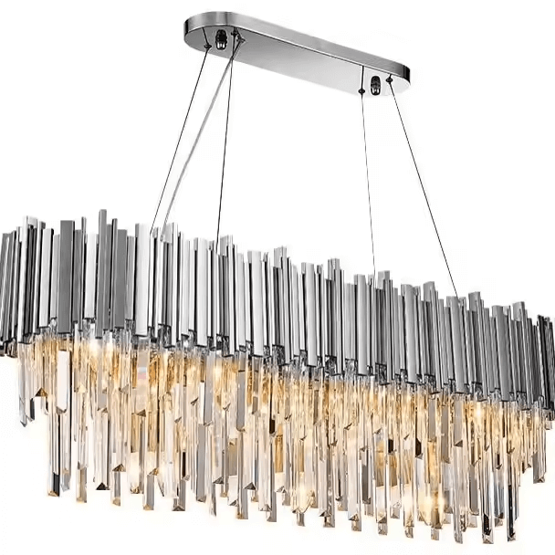 Gold/Silver Luxury Crystal Rectangular Chandelier