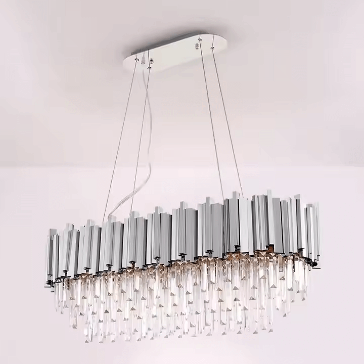 Gold/Silver Luxury Crystal Rectangular Chandelier