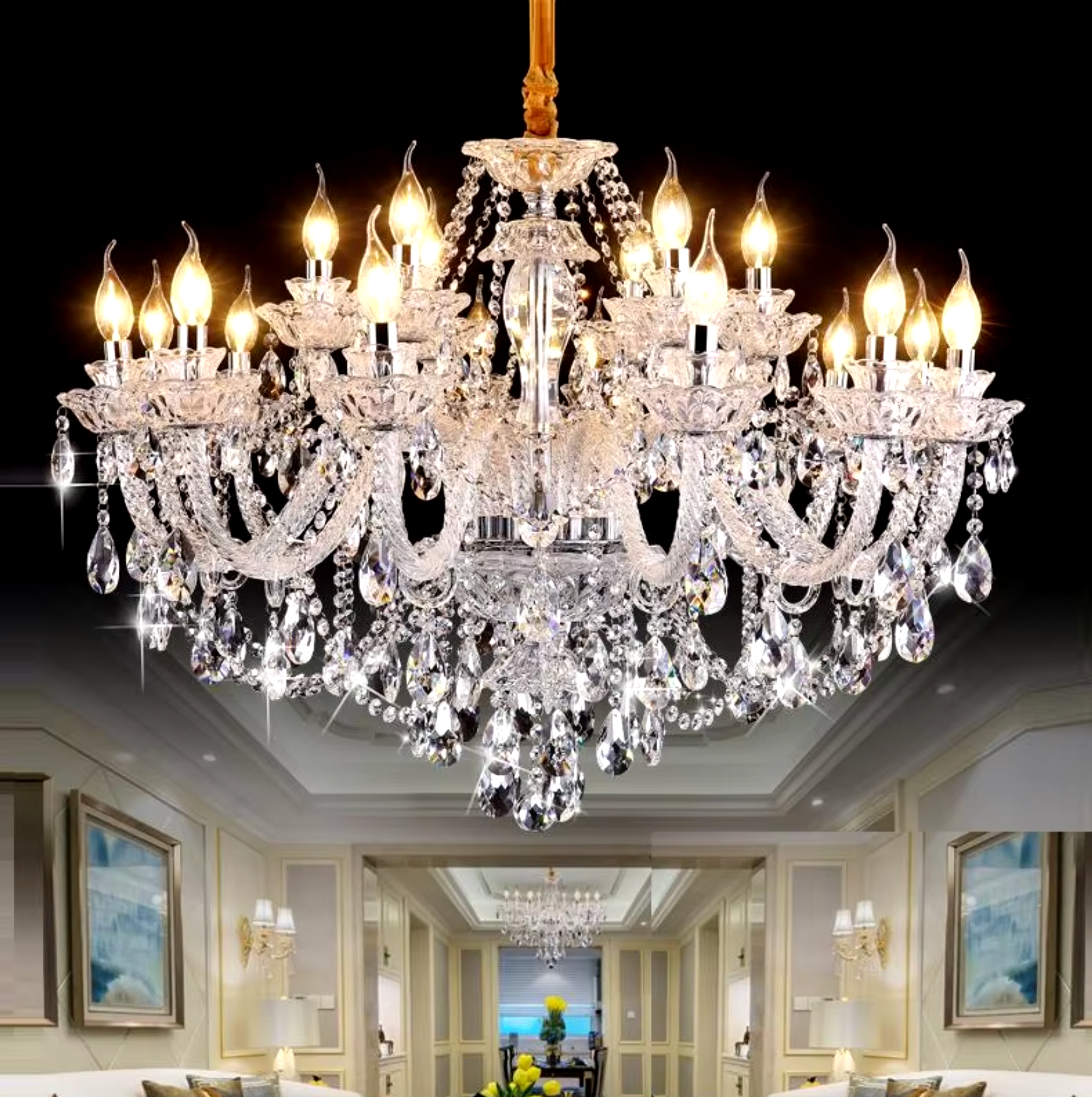 Italian style chrome chandelier