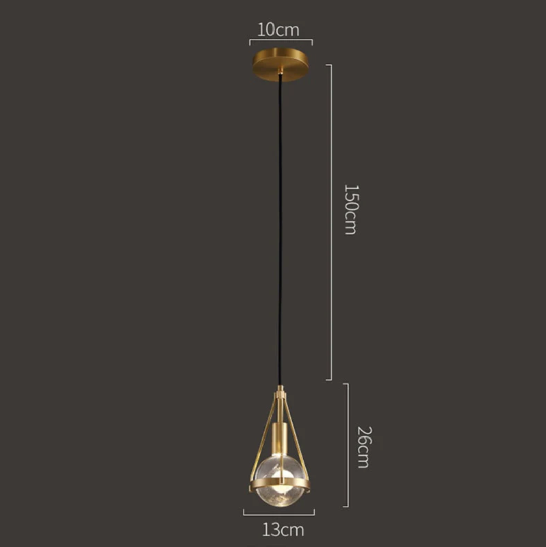 Adjustable length hanging glass globe pendant light