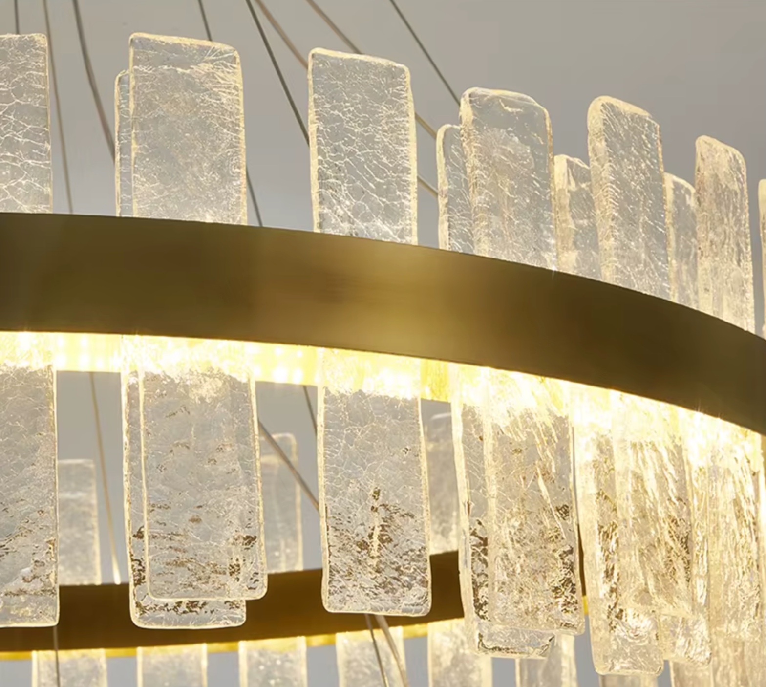 circle shaped gold glass chandelier