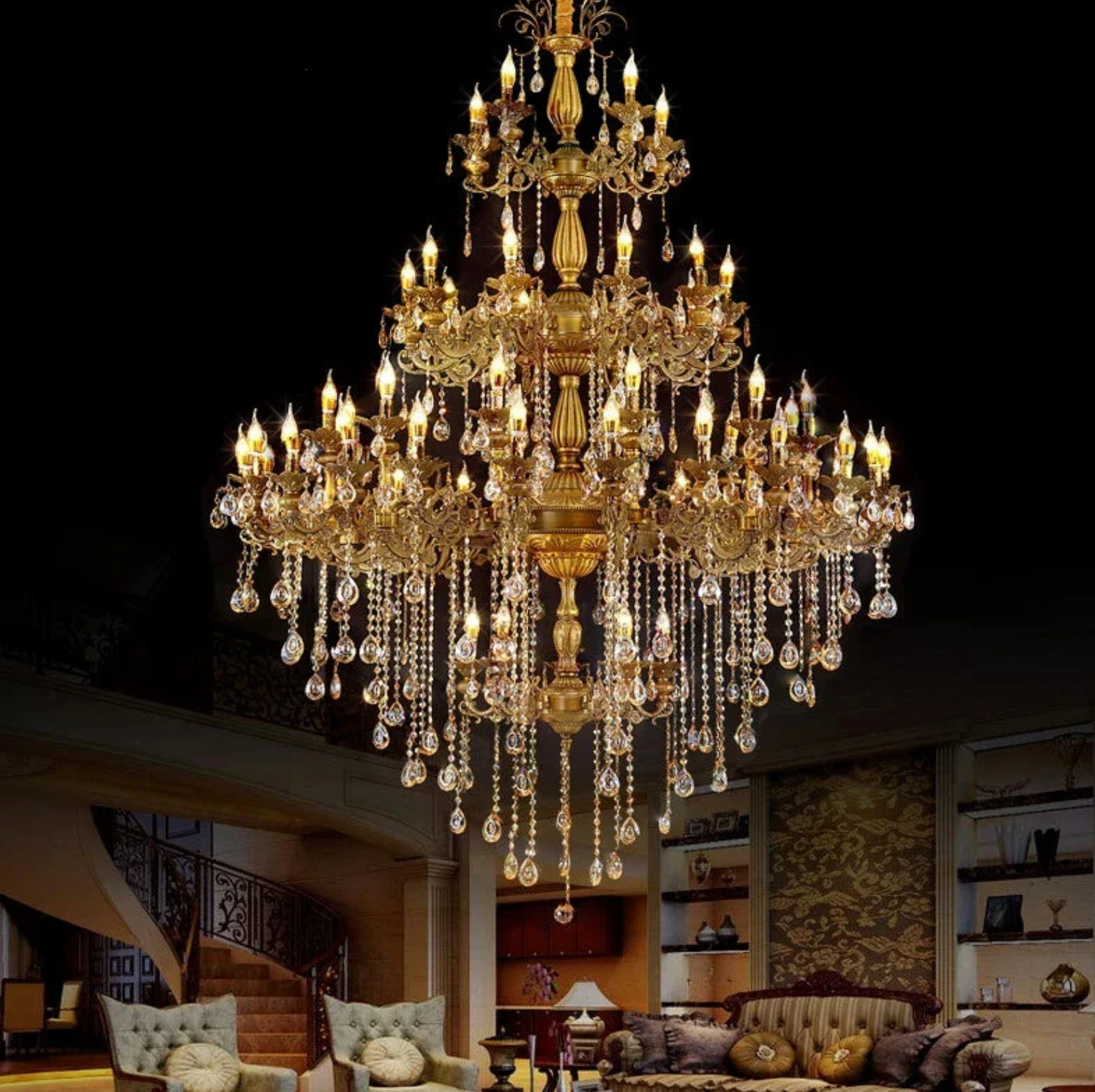 3 tier gold italian chandelier