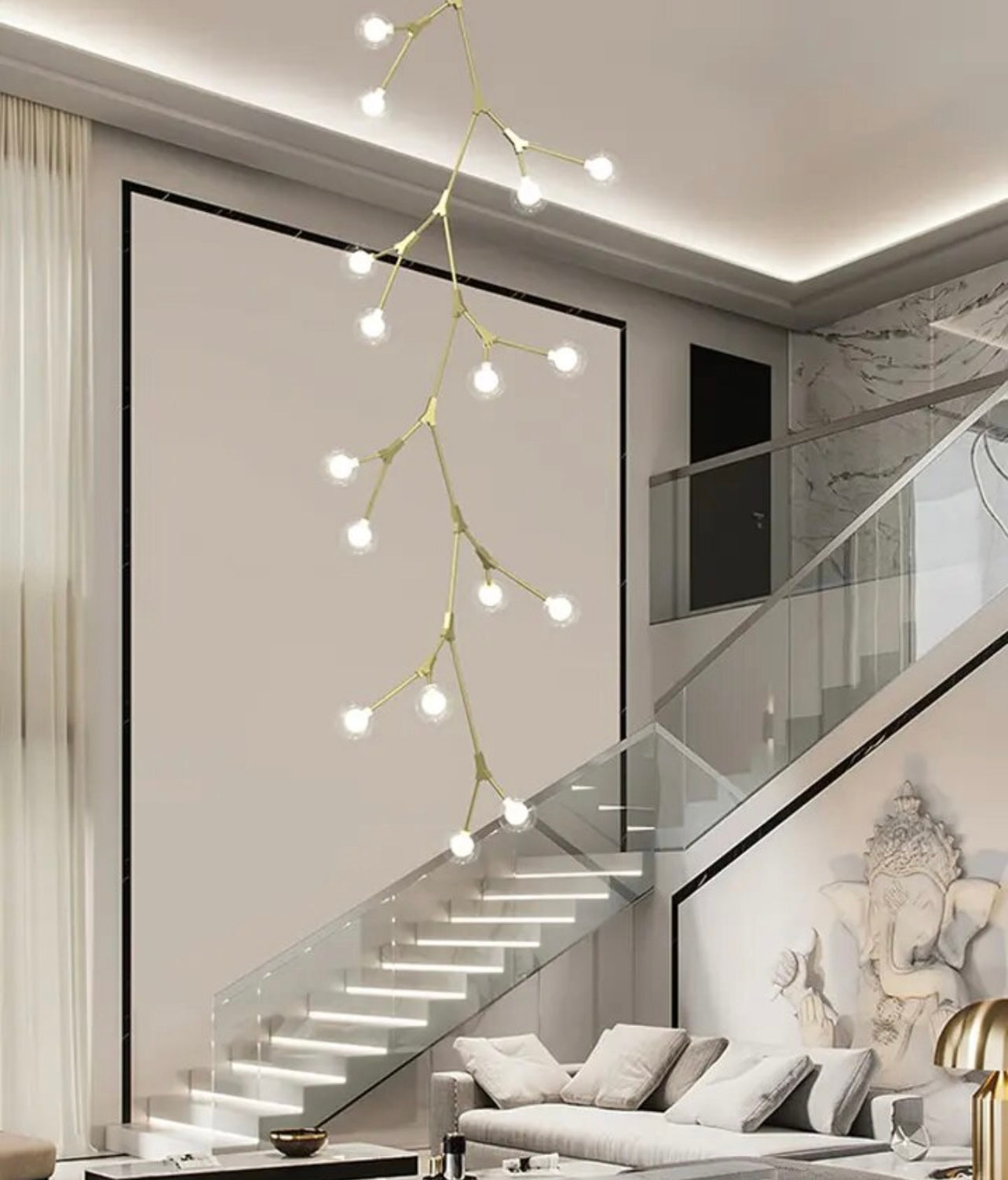 branch chandelier light for stairwell