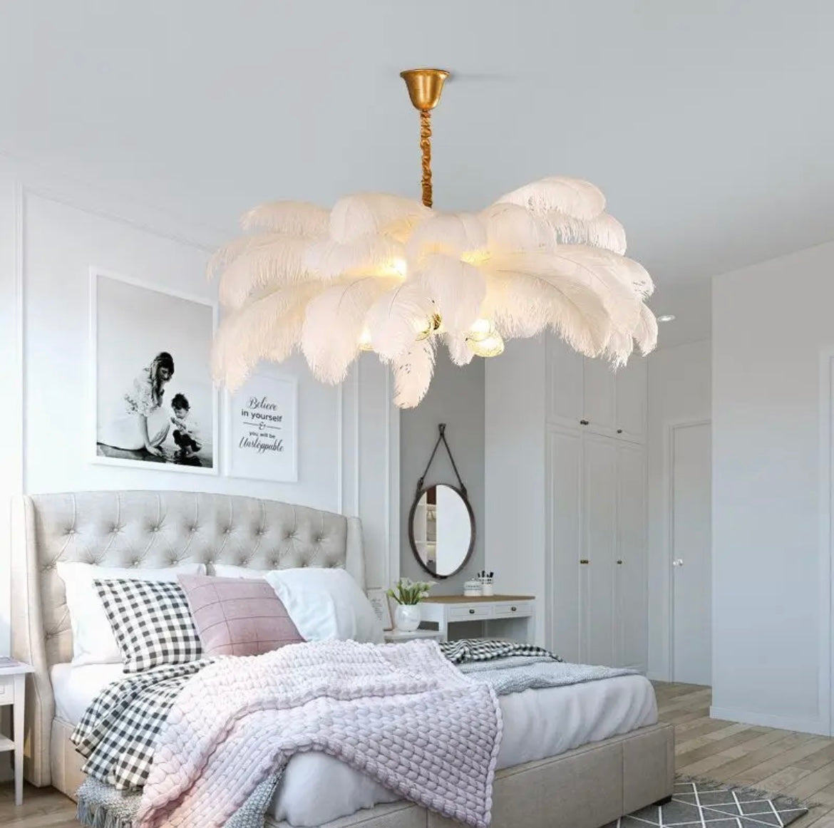 Bird Feather Pendant Bedroom Light