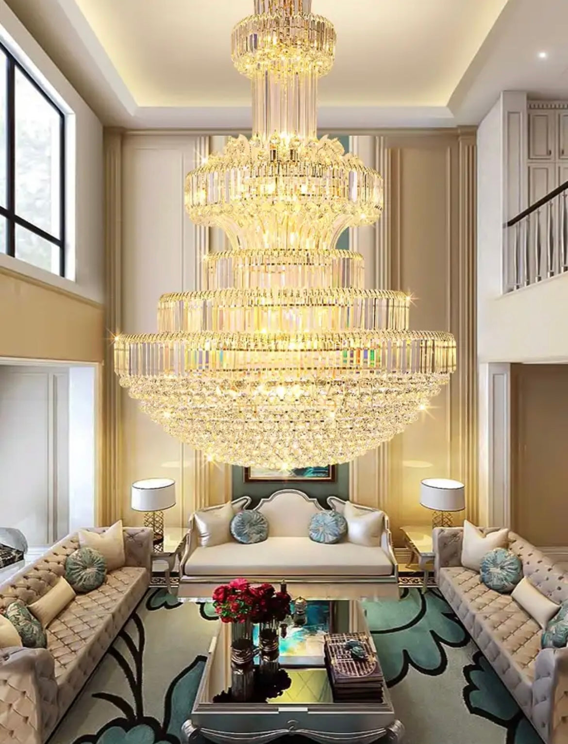 Large crystal chandelier suitable for high ceilings
