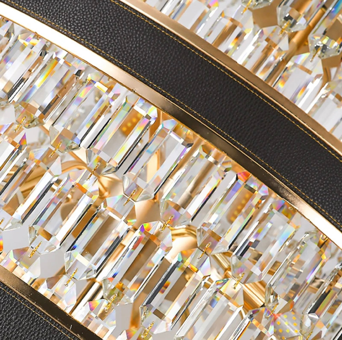 LED-compatible black ring crystal chandelier enhancing any room