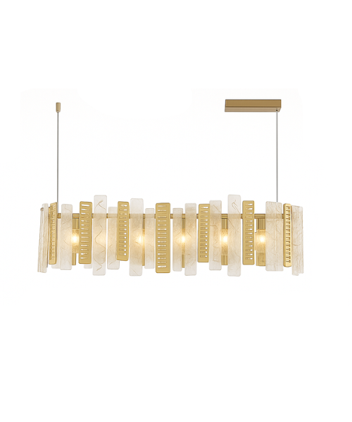Modern gold and alabaster chandelier hanging