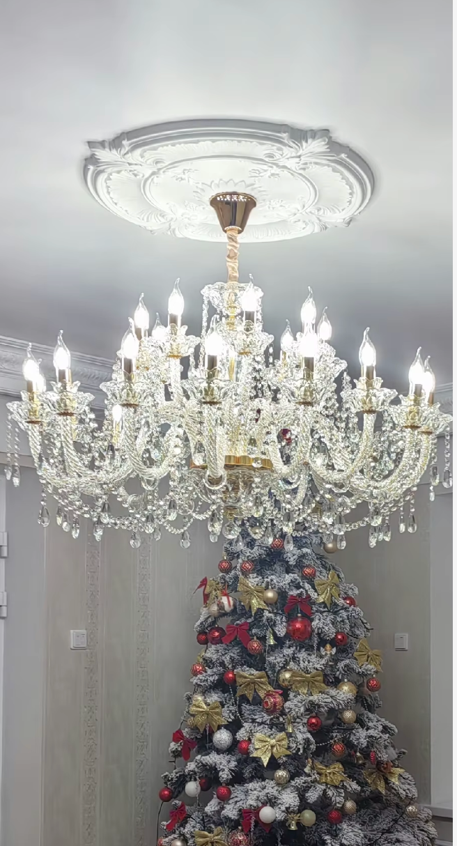 chrome chandelier with crystals