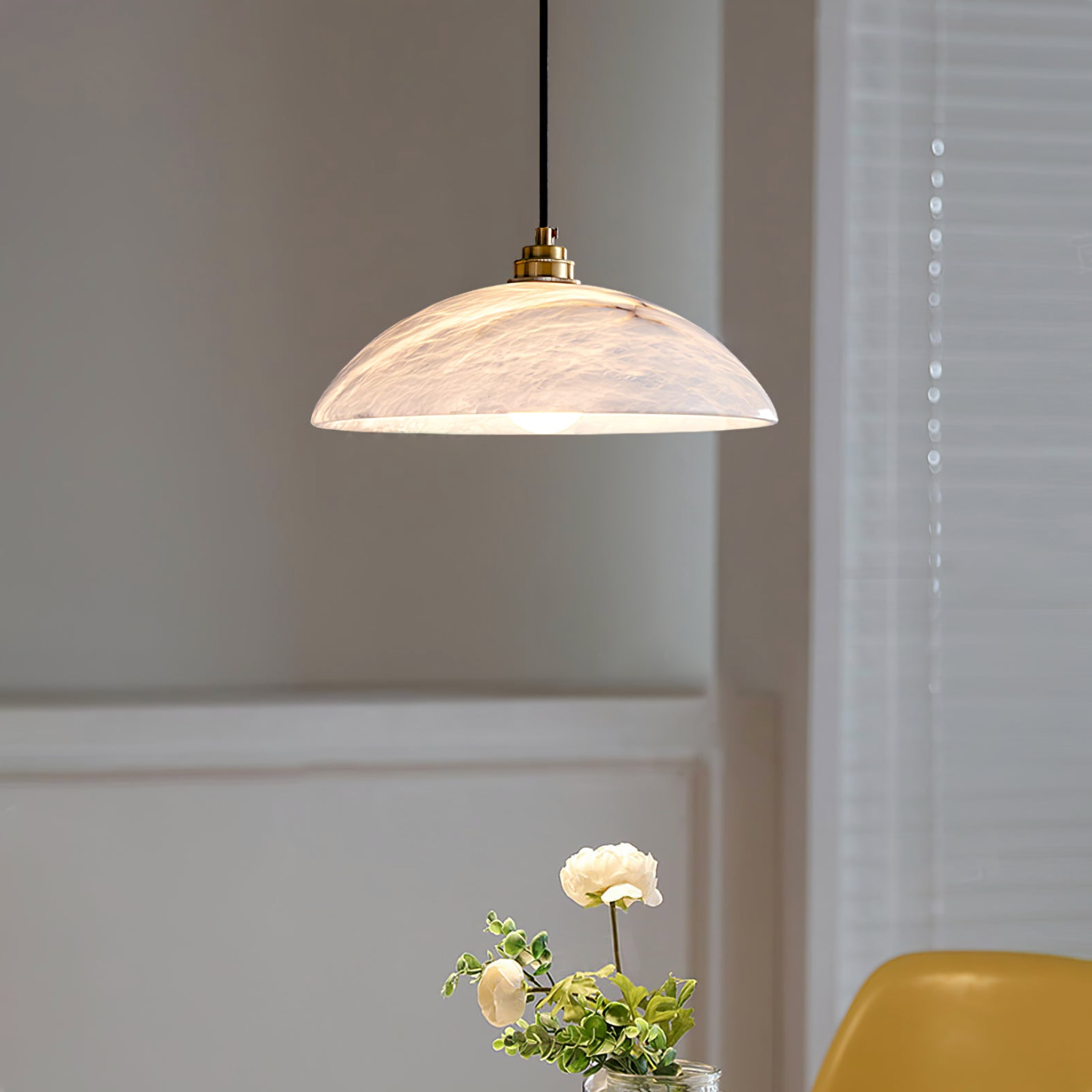 light marble dome pendant light