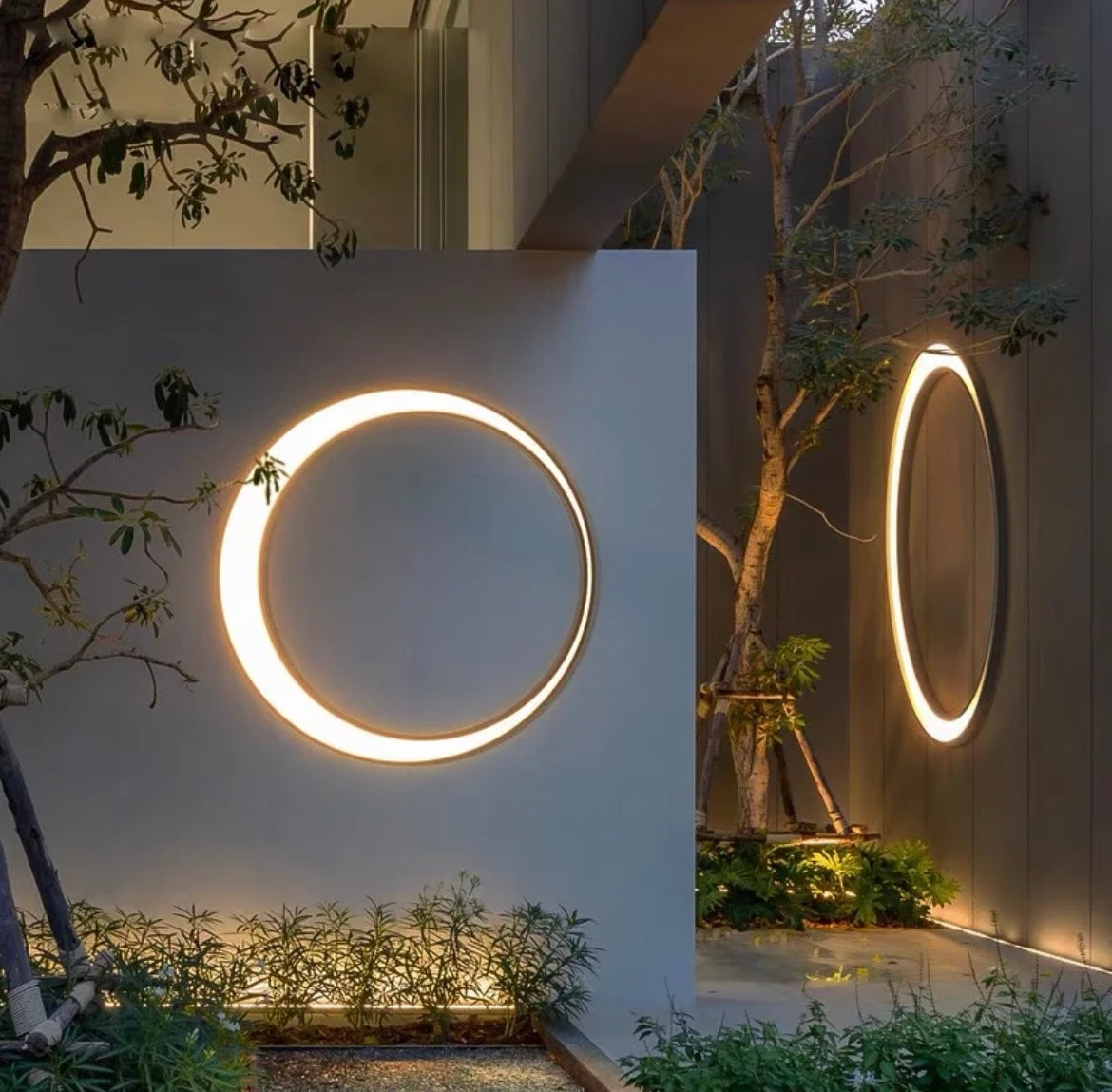 moon shaped outdoor wall light