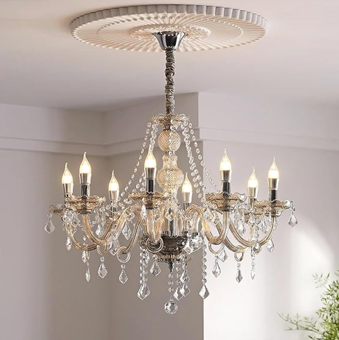 Silver italian style chandelier with candle lights