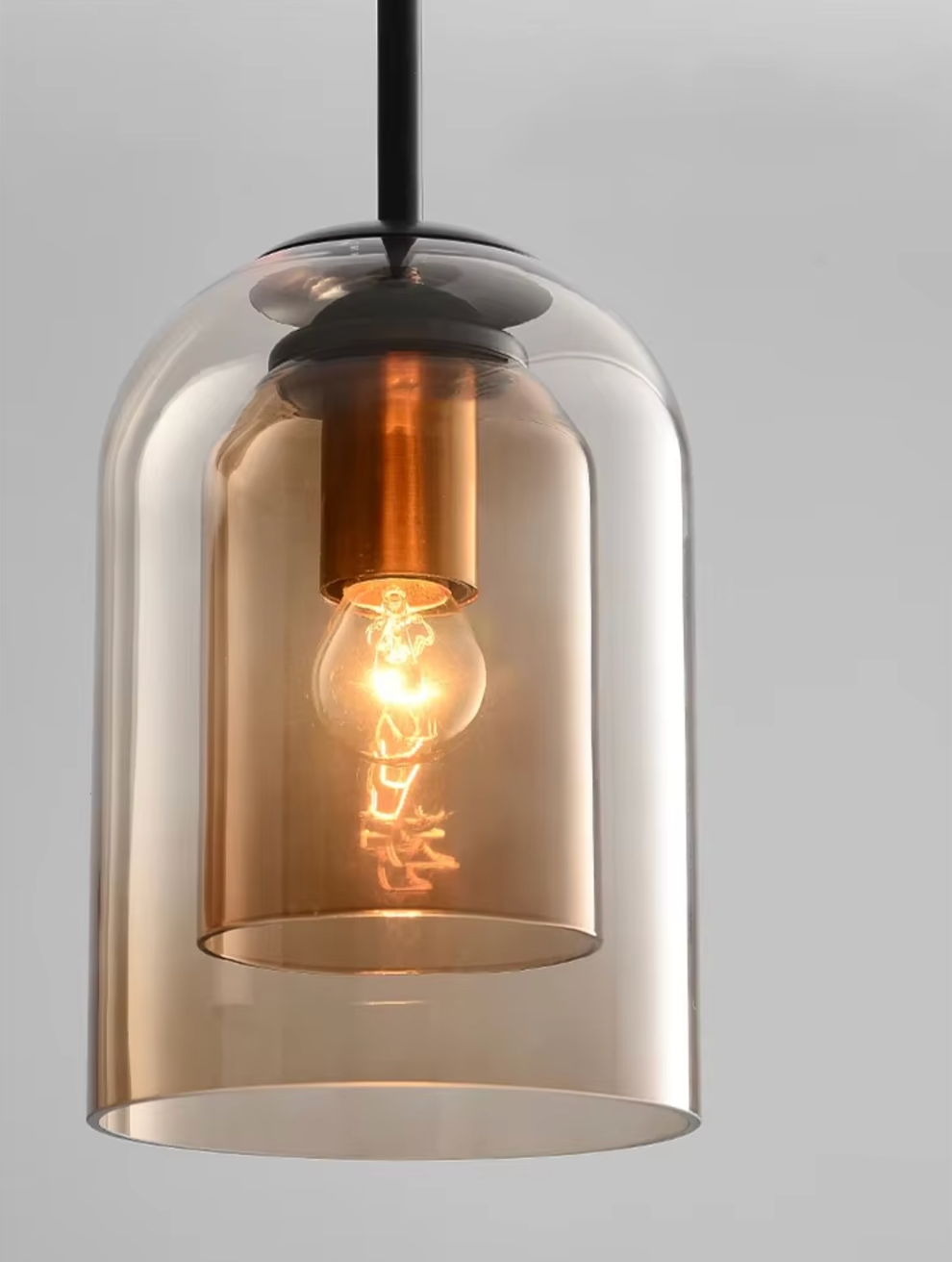 smoked amber glass pendant light