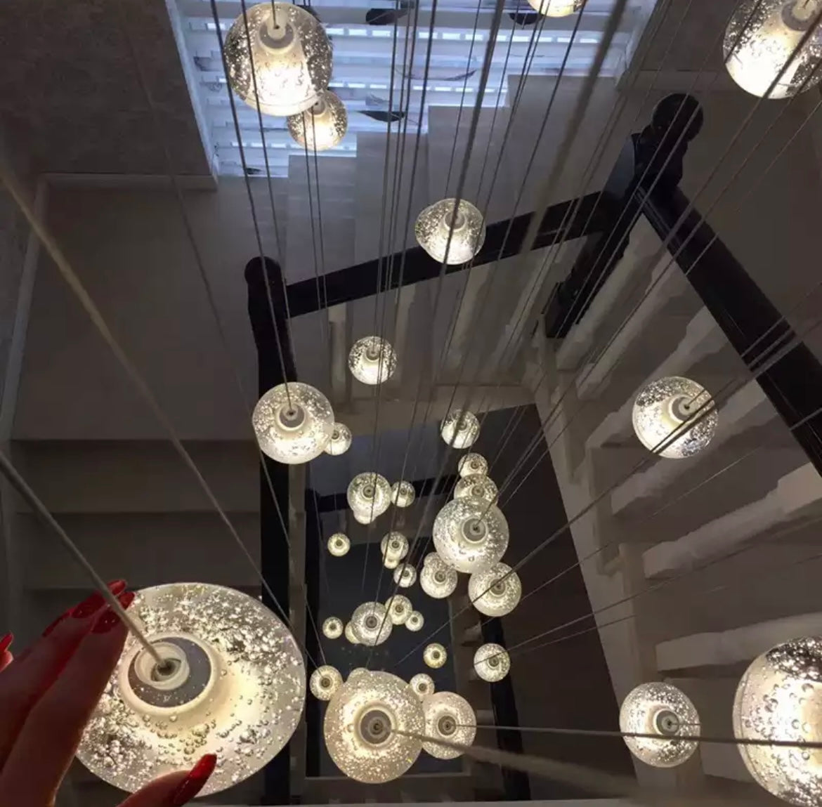 staircase - G4 LED Ball Pendant Crystal Chandelier
