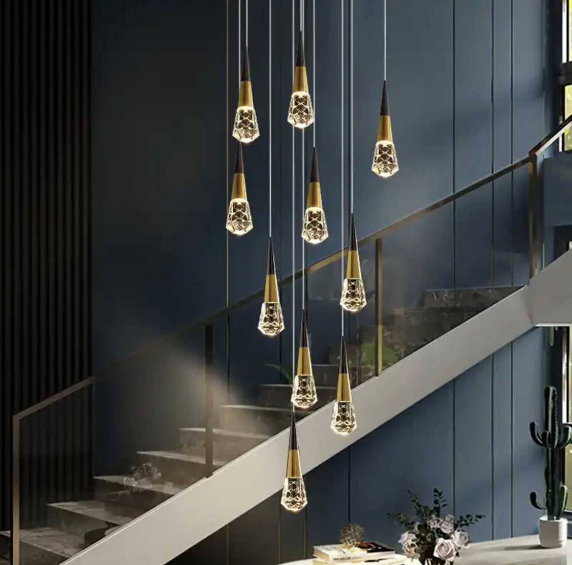 glass teardrop chandelier