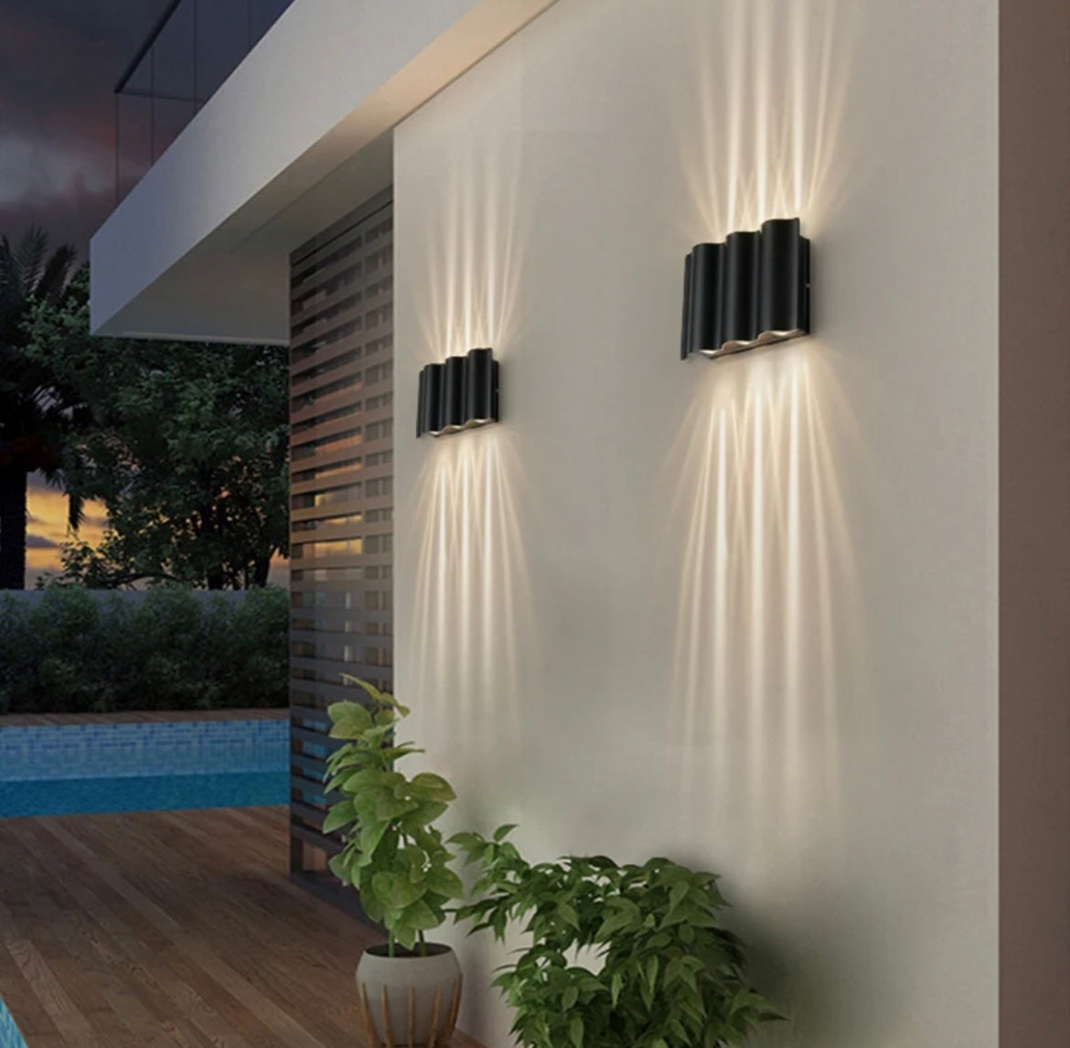 wall mounted wave black outdoor lights
