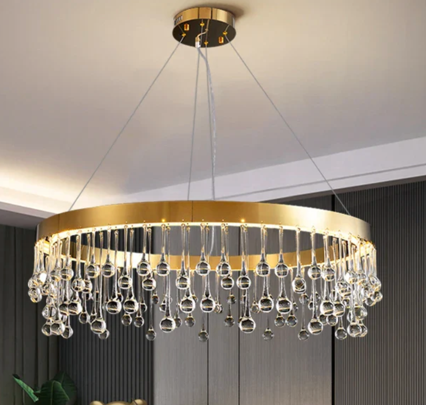 circular water drop crystal chandelier