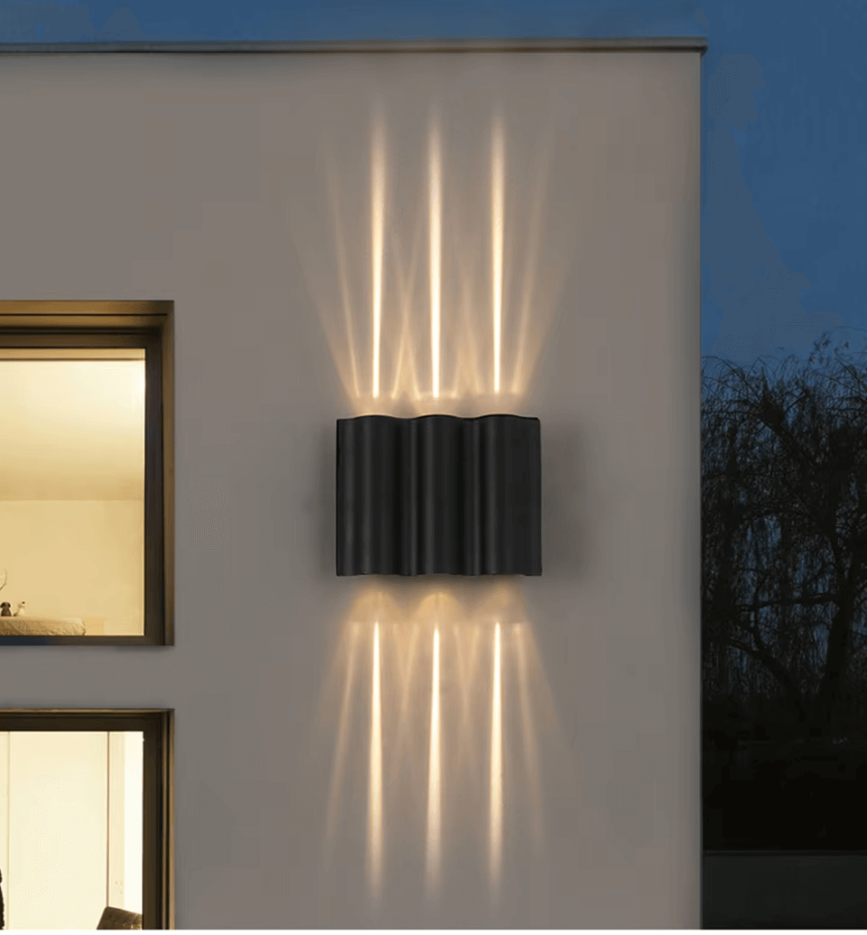 wave black wall mounted outdoor lighting