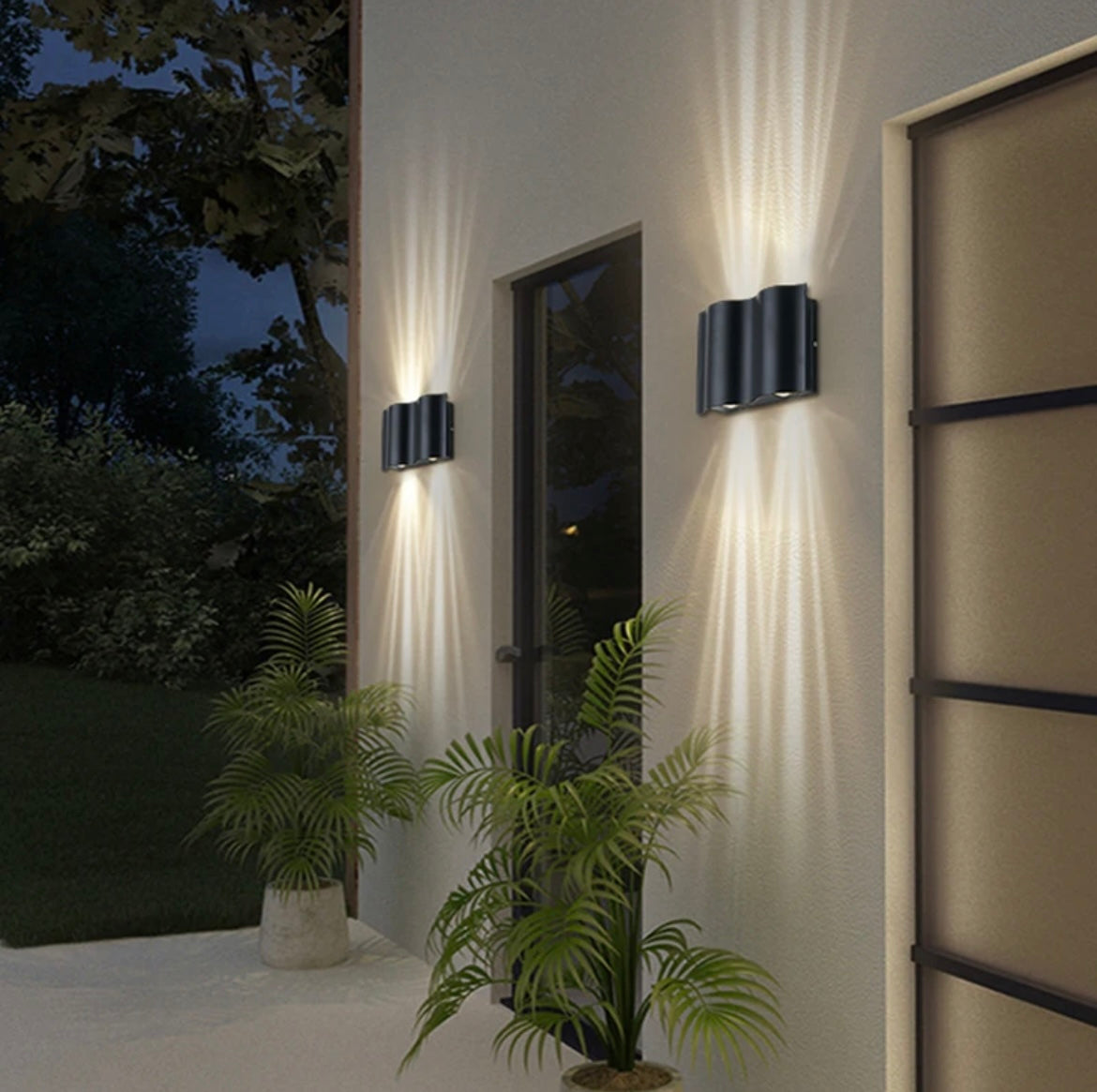 wave wall mounted black outdoor lights