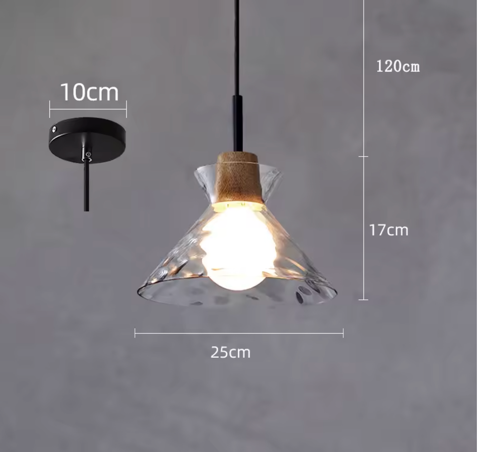Adjustable hanging clear glass light