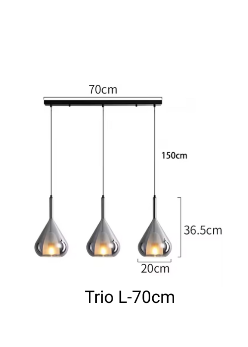 3 chrome L70cm Pendant fixture 