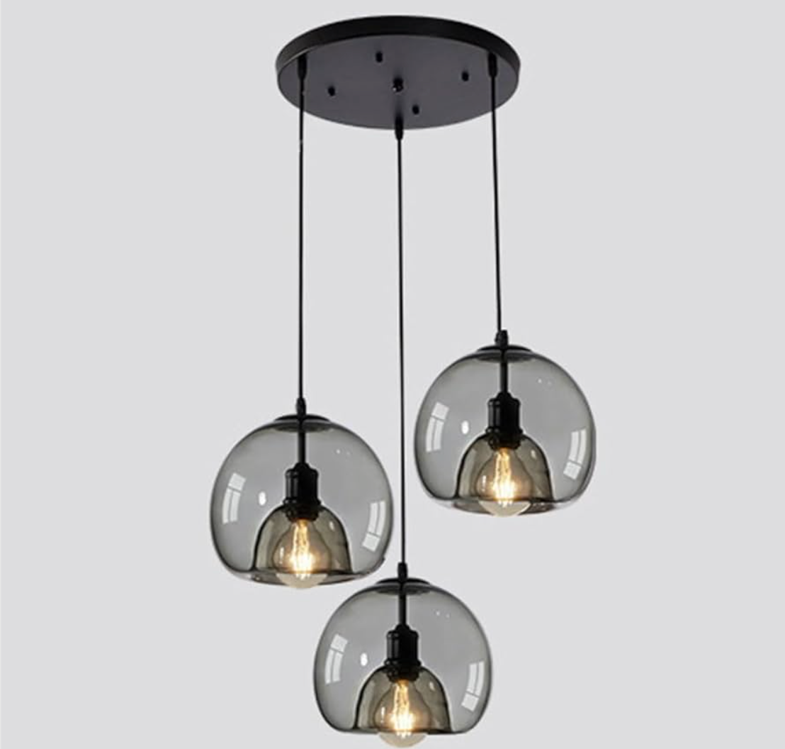 CIrcle plate with 3 hanging black lights 