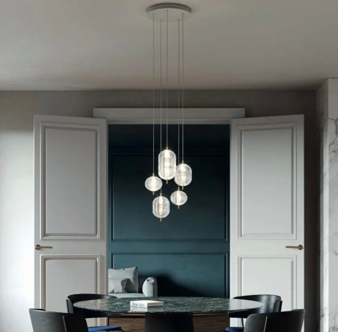 Luxury Ribbed Glass Pendant Lights