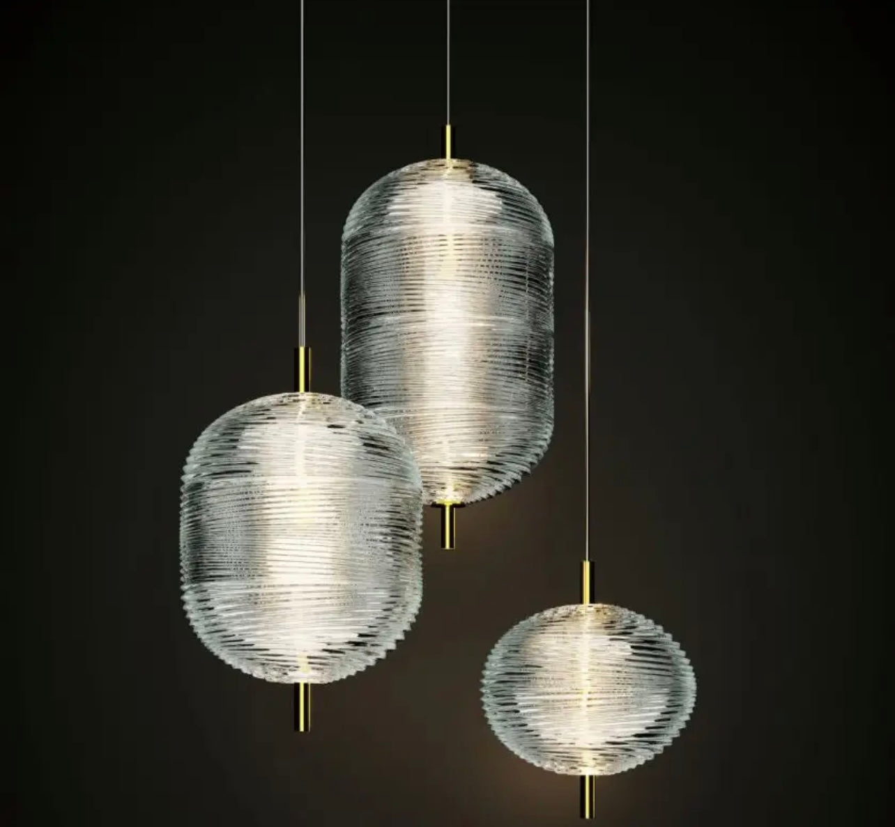 Luxury Ribbed Glass Pendant Lights