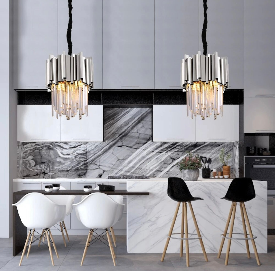 Luxury K9 Crystal Small Round Hanging Lamp