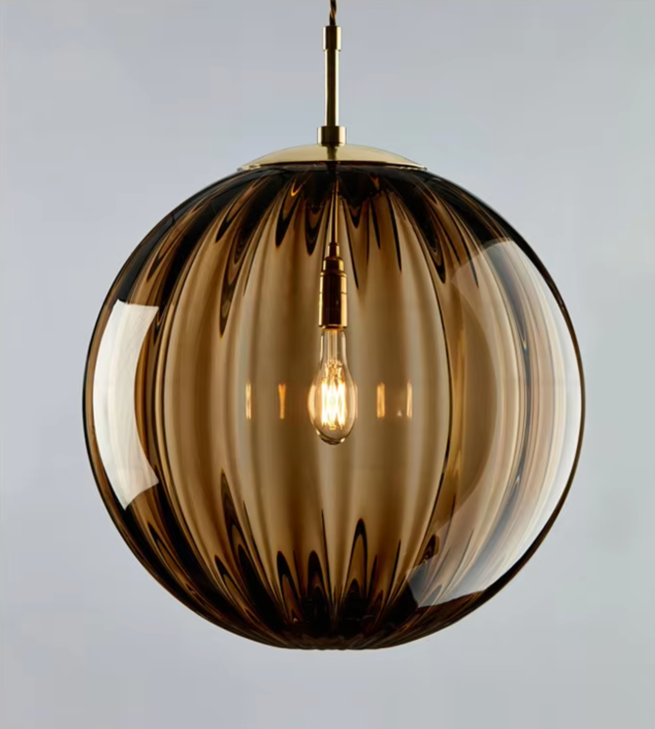 Hanging amber ball pendant light