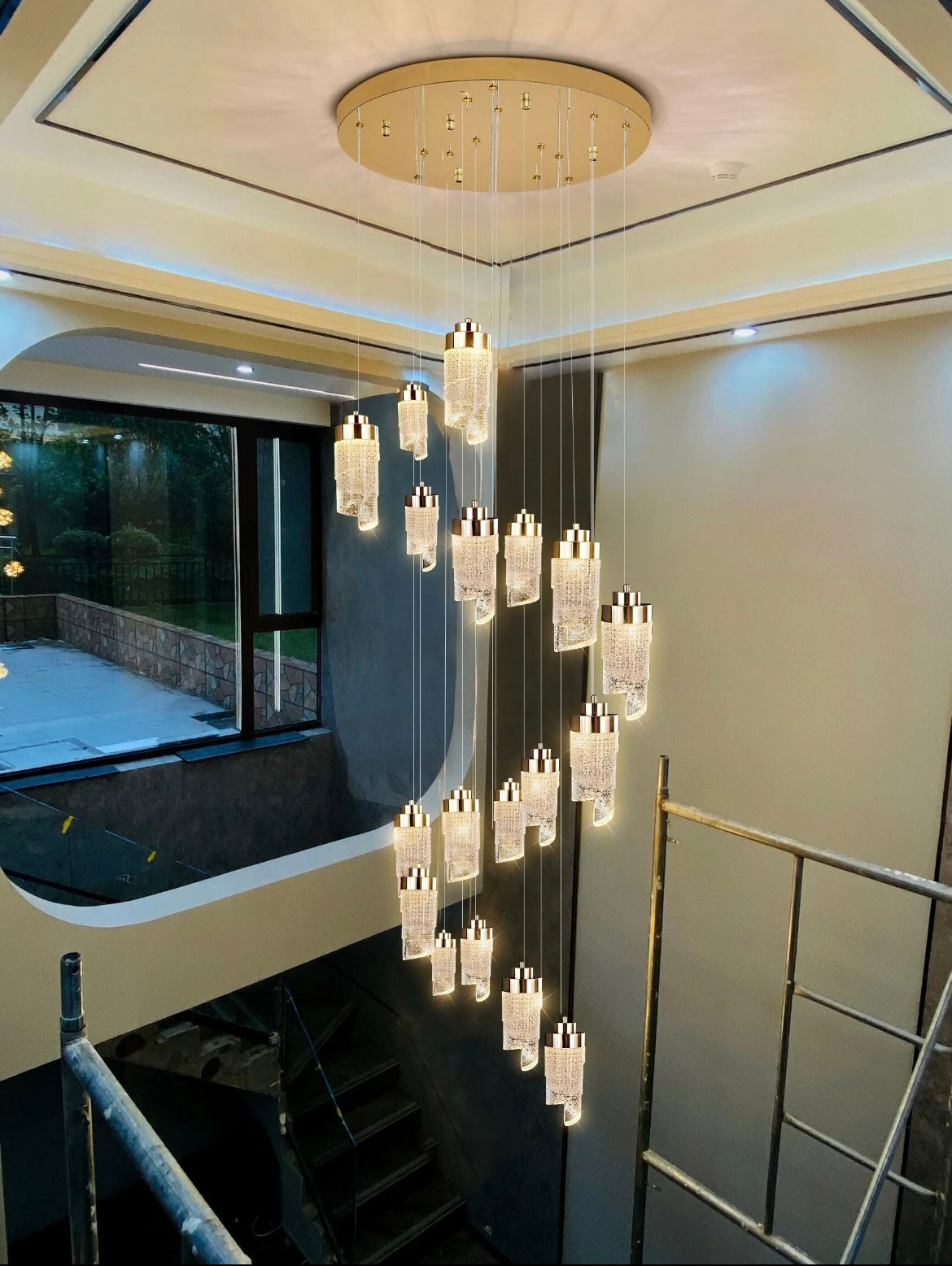 Hanging Swirl Staircase Pendant Chandelier 